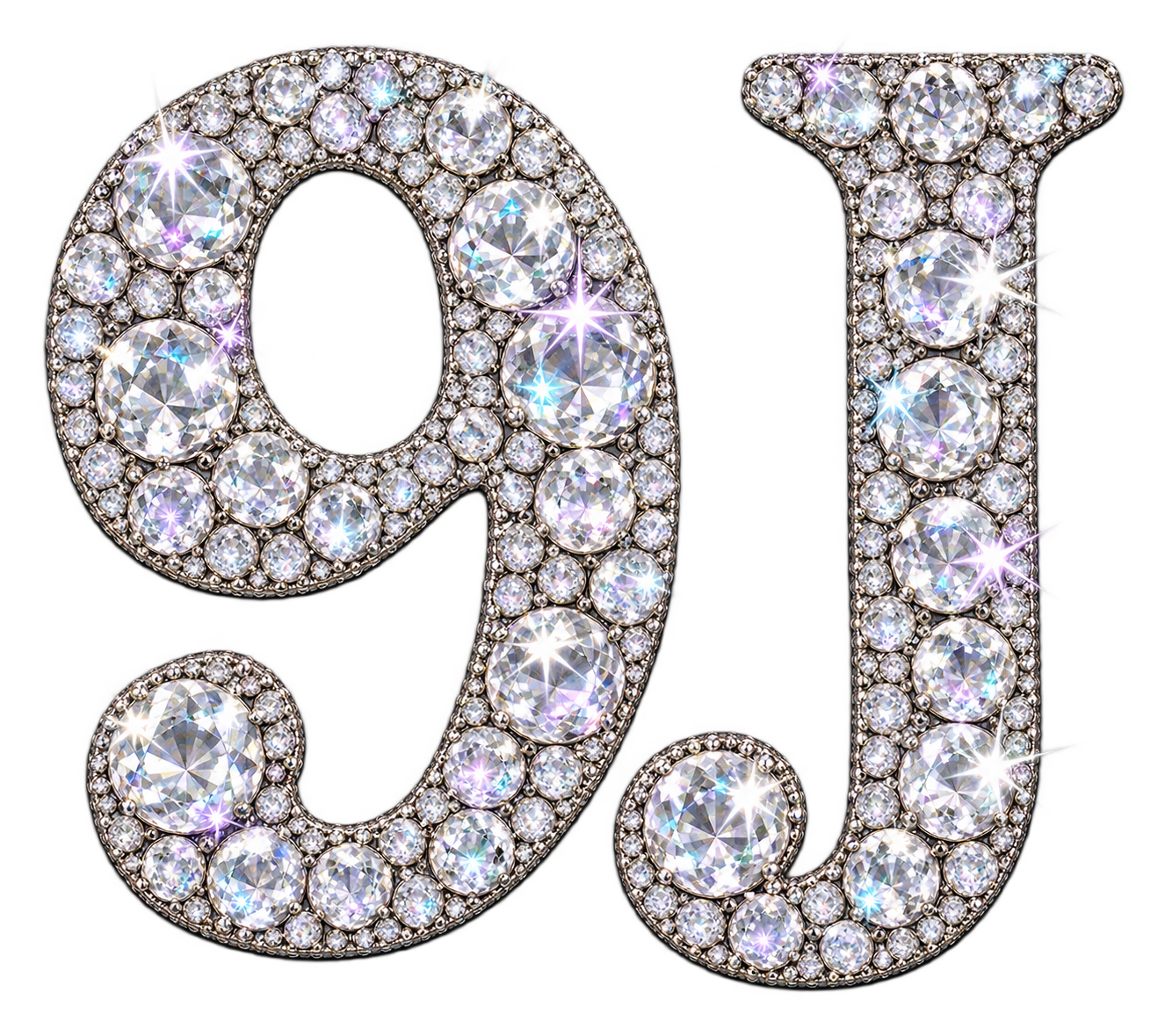 9J rhinestone merch logo